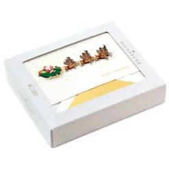 Hallmark Santa Flying With Reindeer Boxed Christmas Cards, Pack Of 8