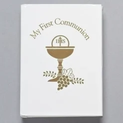 My First Communion Prayer Book White With Gold Chalice