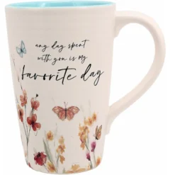 Meadows Of Joy Butterfly Floral 17 Oz. Mug Any Day Spent With You Is My Favorite Day