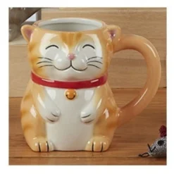 Sculpted 3-Dimensional 18 Oz. Cat Mug Orange Ginger Tabby Cat