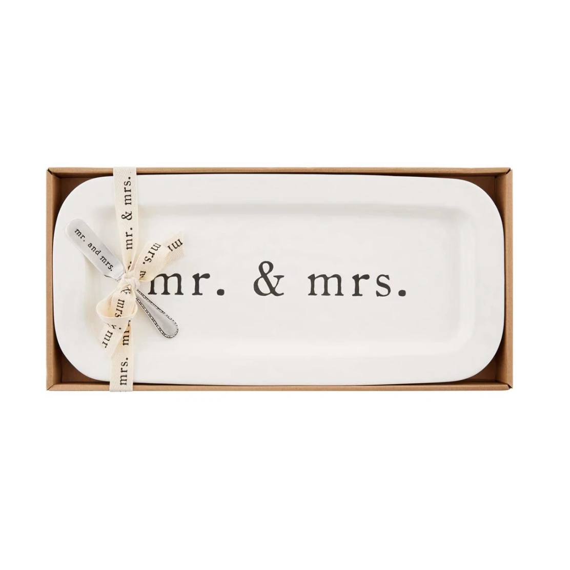 Mud Pie Mr. & Mrs. Hostess Set Ceramic Tray With Spreader 1 Mud Pie Mr. & Mrs. Hostess Set Ceramic Tray With Spreader