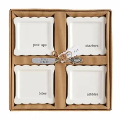 Set Of 4 Tidbit Trays Appetizer Plates Pick Ups, Starters, Bites, Nibbles And Snack Attack Spreader -