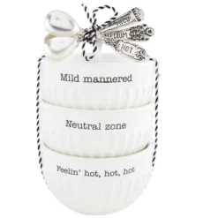 Mild Mannered, Neutral Zone, & Feelin' Hot, Hot, Hot Dip Bowls With Spreaders Set Of 6