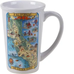 22 Oz. California Map Ceramic Latte Mug
