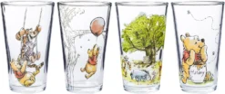 Silver Buffalo Disney's Winnie The Pooh Painted Scenes 4pc Pint Glass Set, 16 Ounces