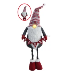 40" LED Light Up Nose Telescoping Standing Gnome With Merry Garland