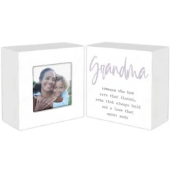 Malden Set Of 2 Grandma Sentiment Block And Picture Frame Holds 3" X 3" Photo