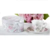 Porcelain Tea Cup & Saucer Pink Moon Rose In Gift Box