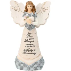 Happy Anniversary True Love Grows Stronger Every Year Angel With Heart Figurine 6"