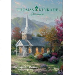 Thomas Kinkade Studios 12-Month 2024 Monthly Pocket Planner Calendar With Script