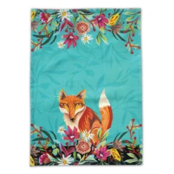 Allend Designs Fox & Flowers Tea Towel