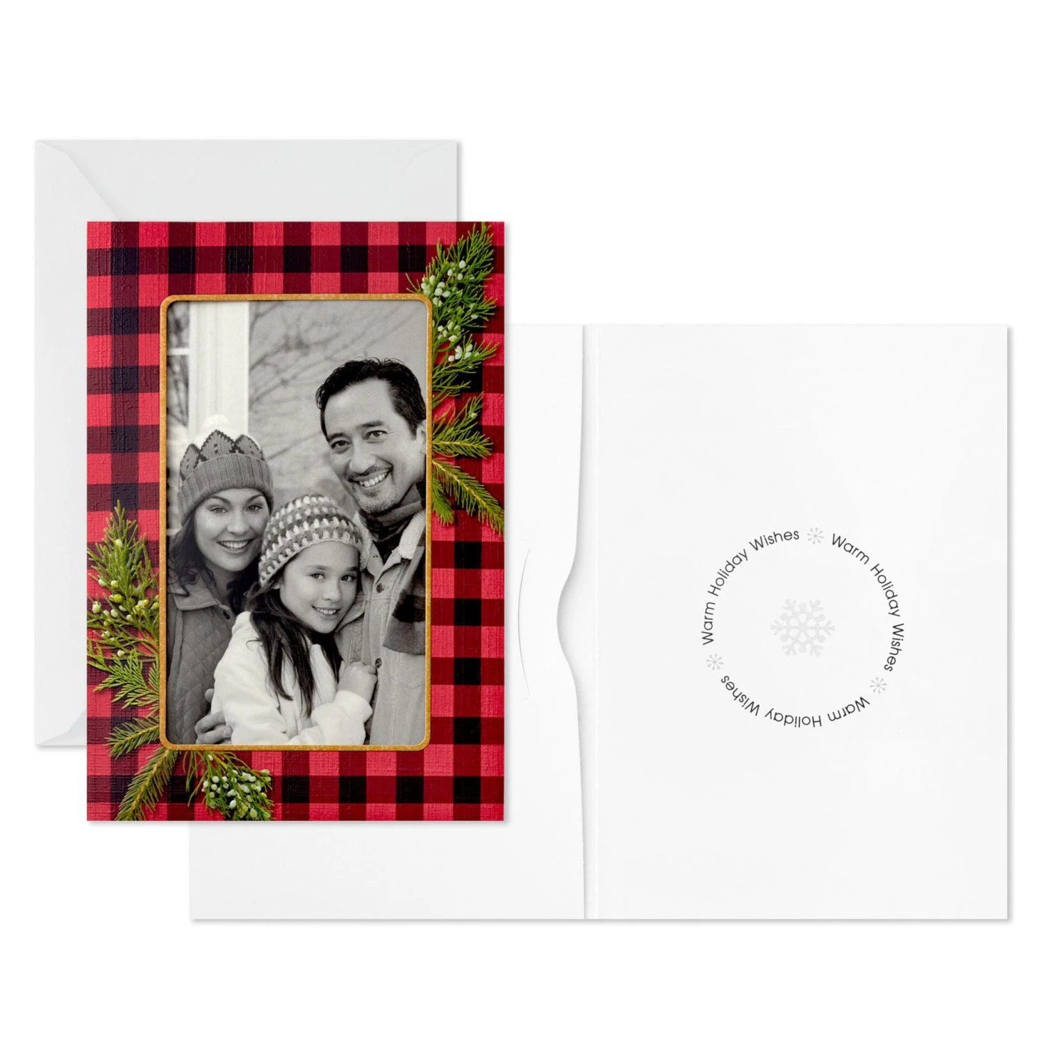 Hallmark Buffalo Check Photo Holder Boxed Holiday Cards, Pack Of 12 2 Hallmark Buffalo Check Photo Holder Boxed Holiday Cards, Pack Of 12 - Image 2