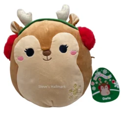 Christmas Squishmallow Darla The Reindeer With Snowflake And Earmuffs 12" Stuffed Plush By Kelly Toy