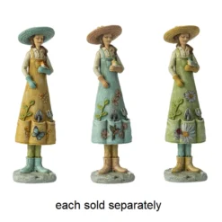 Girl With Bird In Gardening Hat And Apron Figurine 5.5"