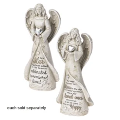 10" Remembered And Loved Memorial Angel With Heart Figurine