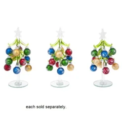 8" Glass Christmas Tree With Ornaments