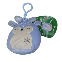 Christmas Squishmallow Farryn The Purple Fawn With Snowflake 3.5" Clip Stuffed Plush By Kelly Toy
