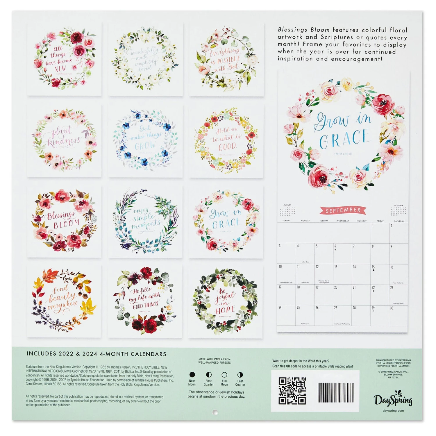 Hallmark Blessings Bloom Flowers And Scripture Verses 2023 Wall Calendar, 12-Month 2 Hallmark Blessings Bloom Flowers And Scripture Verses 2023 Wall Calendar, 12-Month - Image 2