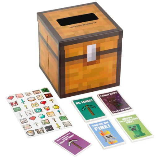 Hallmark Minecraft Kids Classroom Valentines Set With Cards, Stickers And Mailbox -General Home Store Minecraft Kids Classroom Valentines Stickers and Mailbox 5VBX2957 01