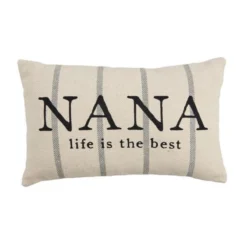Nana Life Is The Best Striped Woven Cotton Lumbar Pillow