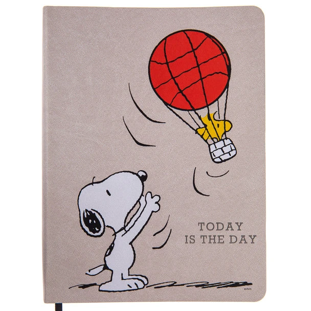 Peanuts™ Snoopy And Woodstock In Hot Air Balloon "Today Is The Day" 6 X 8 Vegan Leather Journal 1 Peanuts™ Snoopy And Woodstock In Hot Air Balloon "Today Is The Day" 6 X 8 Vegan Leather Journal