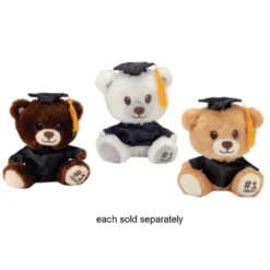 #1 Grad 6" Graduation Bear With Black Cap And Gown Stuffed Plush