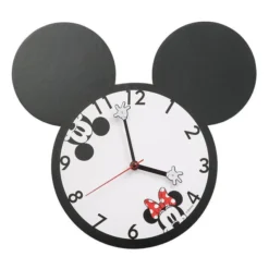 Disney Mickey And Minnie Ear Shaped 13.5" Wood Wall Clock