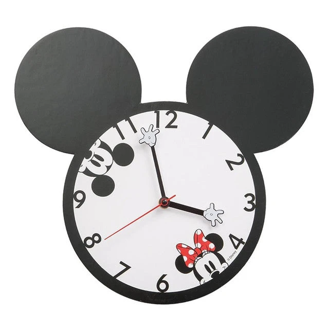 Disney Mickey And Minnie Ear Shaped 13.5" Wood Wall Clock 1 Disney Mickey And Minnie Ear Shaped 13.5" Wood Wall Clock