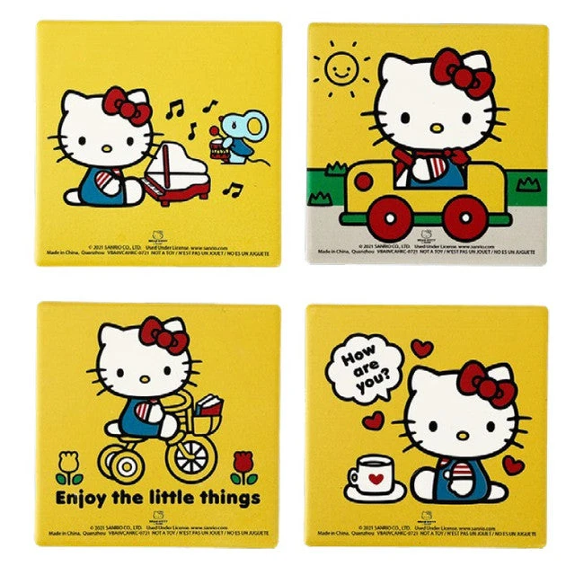 Hello Kitty Ceramic Yellow Coasters Set Of 4 1 Hello Kitty Ceramic Yellow Coasters Set Of 4